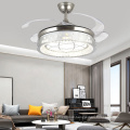 Luxury K9 Crystal Remote Control Invisible Ceiling Fan Lights For Dining Room